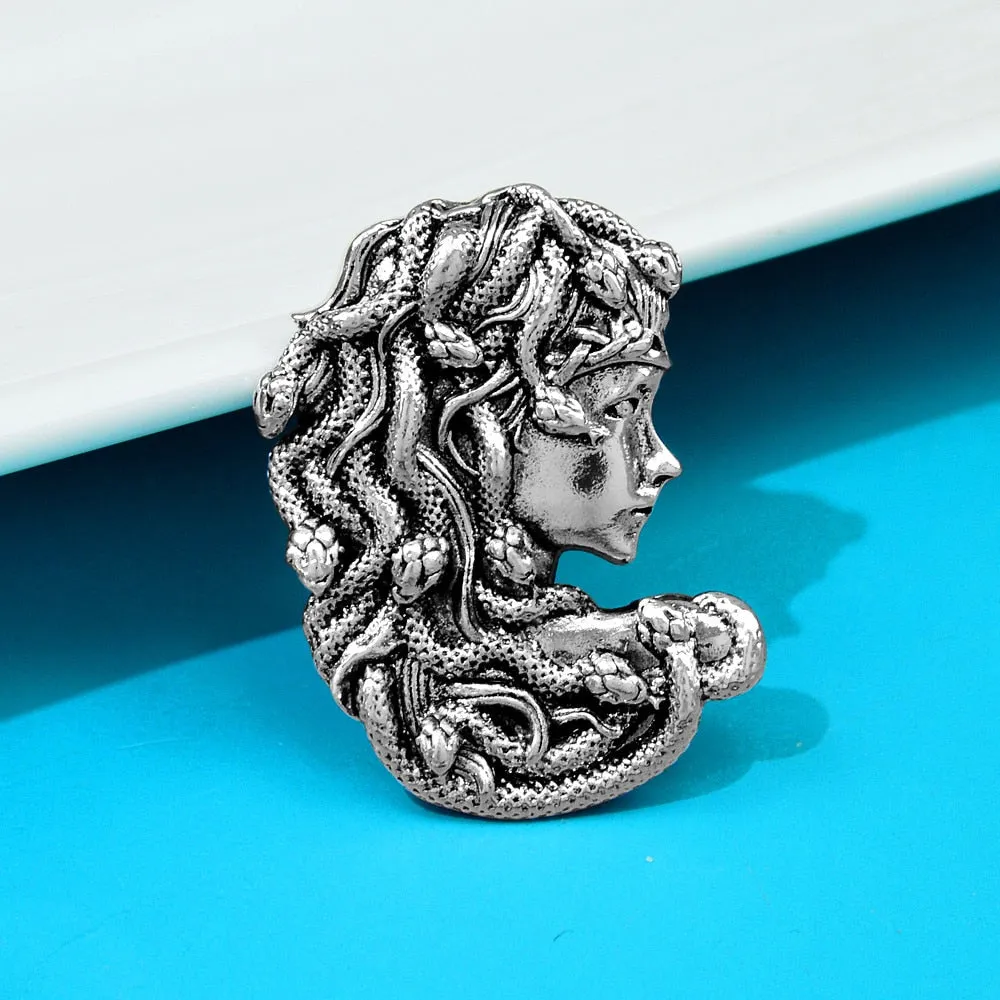 New Arrival Snake Hair Medusa Design Brooches For Women