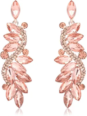NLCAC Women's Wedding Earrings for Brides Dangling Rhinestone Crystal Chandelier Earring Drop Bridesmaids (rose gold earrings)