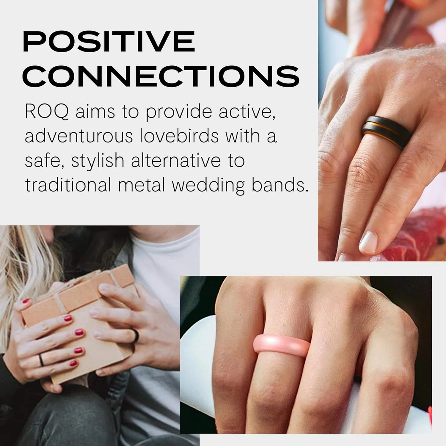 ROQ Silicone Rubber Wedding Ring for Men, Comfort Fit, Men's Wedding Band, Durable, Breathable Rubber Engagement Ring/Band, Step Edge, Multi Packs, Multi Colors
