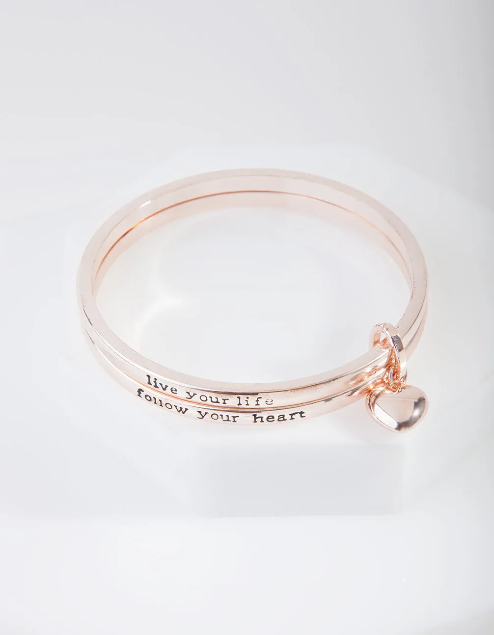 Rose Gold Follow Your Heart Double Bangle