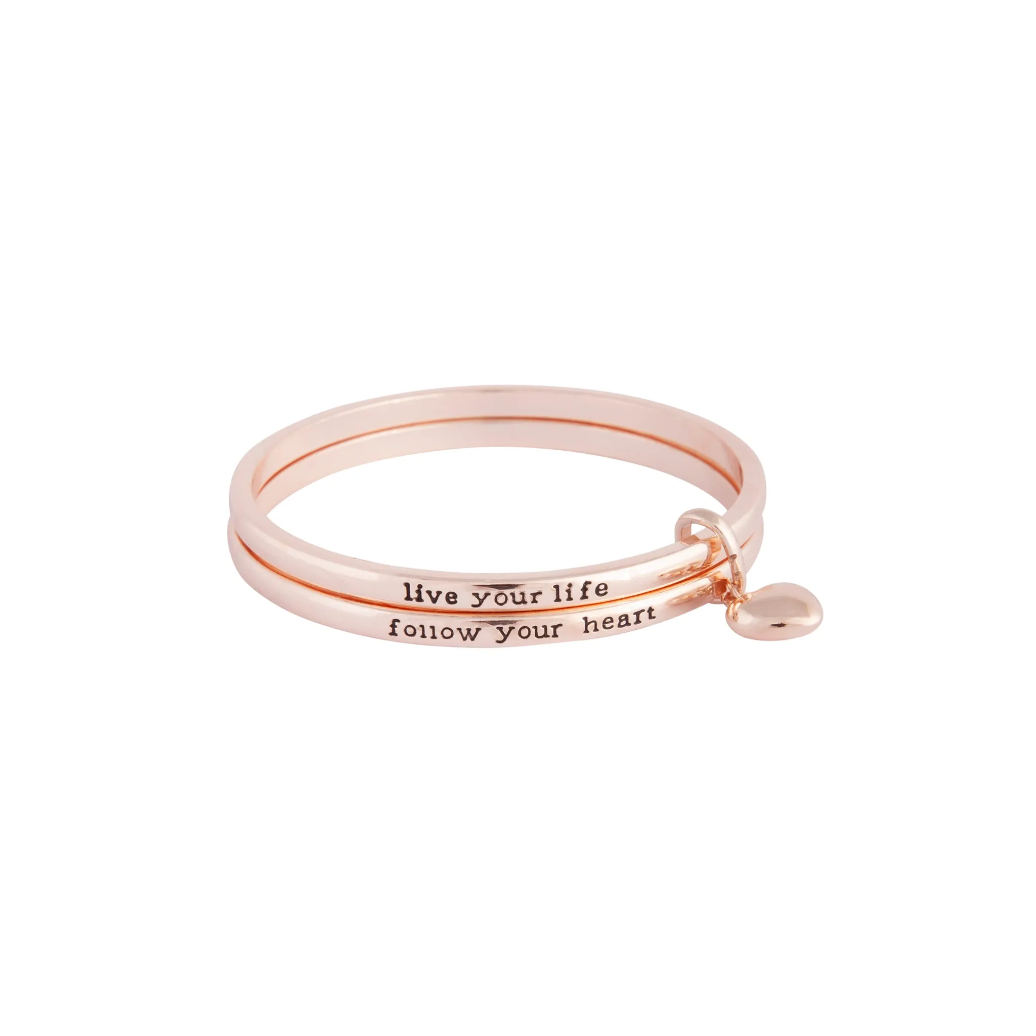 Rose Gold Follow Your Heart Double Bangle