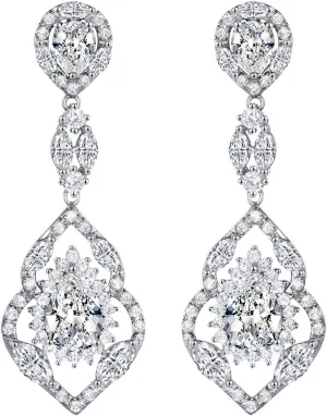 SELOVO Wedding Teardrop Dangle Earrings Silver Tone Vintage Chandelier Earrings Zircon