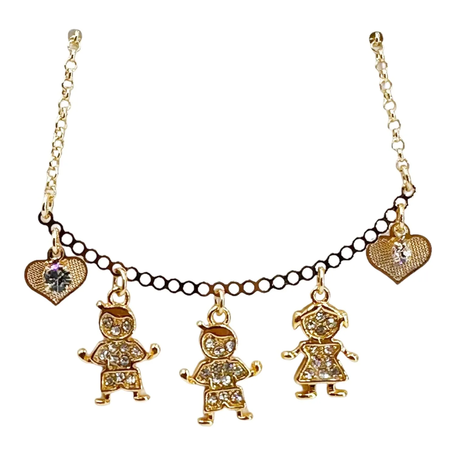 SIFRIMANIA Personalized Children's Charm Choker Necklace, Boys or Girls Customizable Pendants, Growing Family Jewelry for Women (2 Boys   1 Girl)