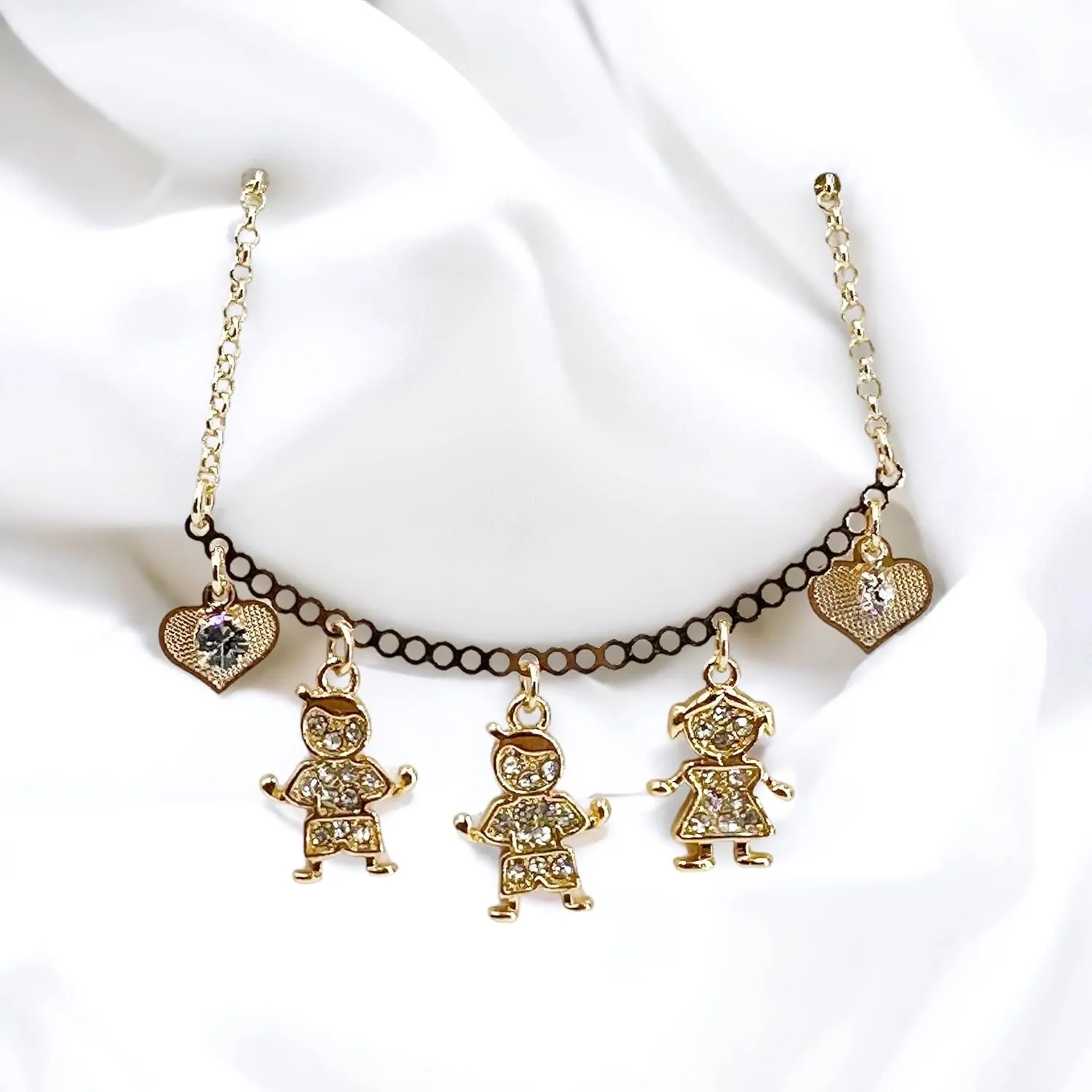 SIFRIMANIA Personalized Children's Charm Choker Necklace, Boys or Girls Customizable Pendants, Growing Family Jewelry for Women (2 Boys   1 Girl)