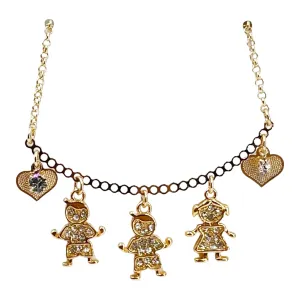 SIFRIMANIA Personalized Children's Charm Choker Necklace, Boys or Girls Customizable Pendants, Growing Family Jewelry for Women (2 Boys   1 Girl)