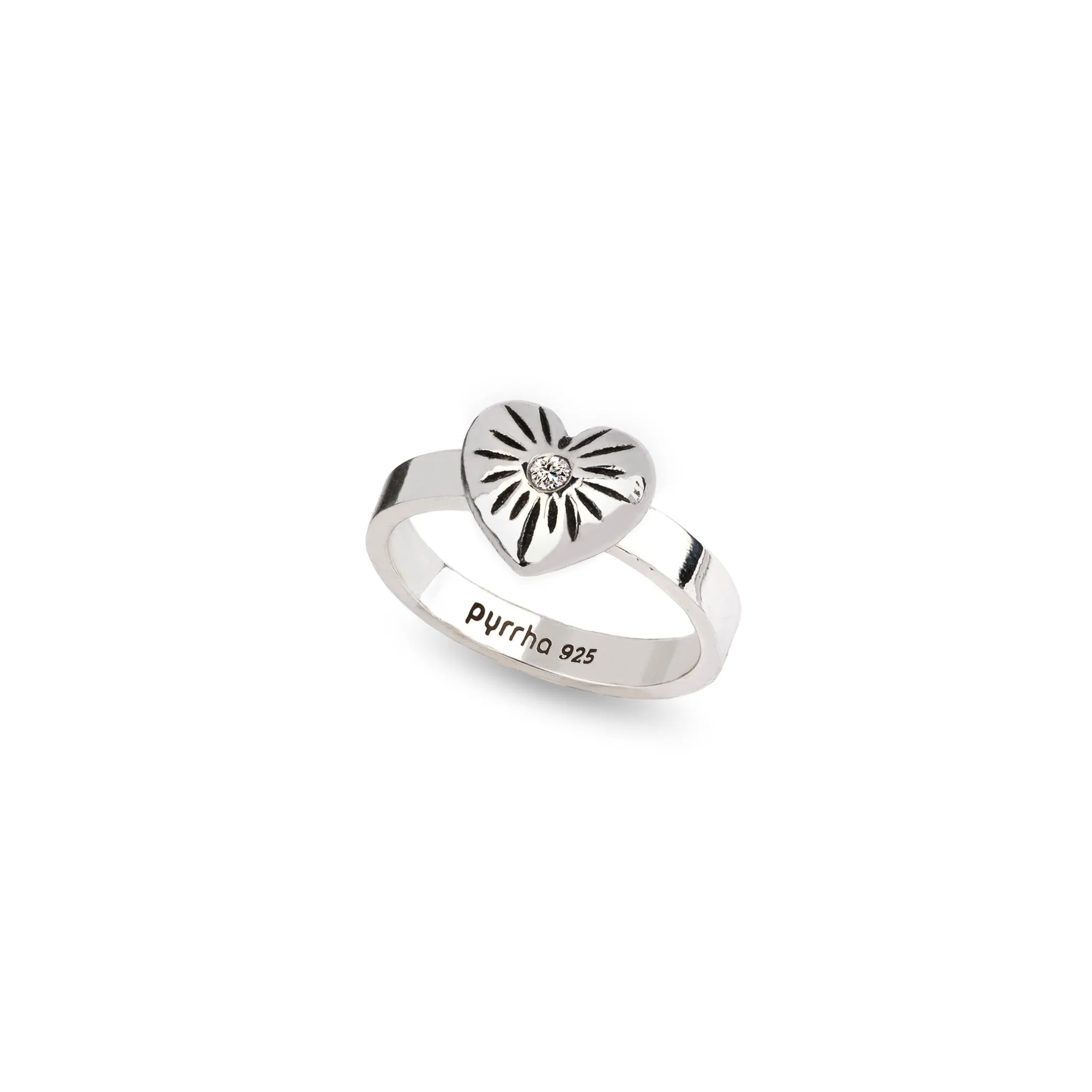 Small Puffed Heart Diamond Set Talisman Ring