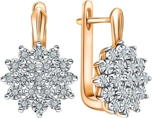 Solid 14K Gold Diamond Flower Huggie Earring,Tiny Huggie with Flower Design, Fine JewelryGift for Her.