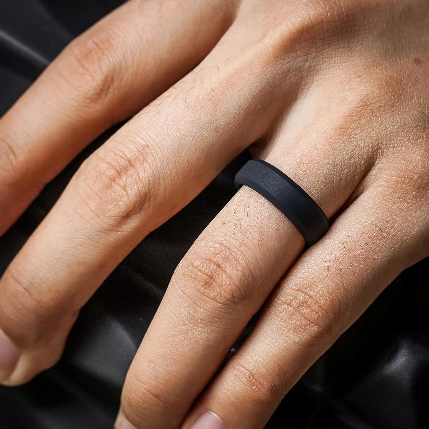 ThunderFit Silicone Wedding Rings Unisex, Beveled Rubber Engagement Bands - 1/4/7 Variety Multipack