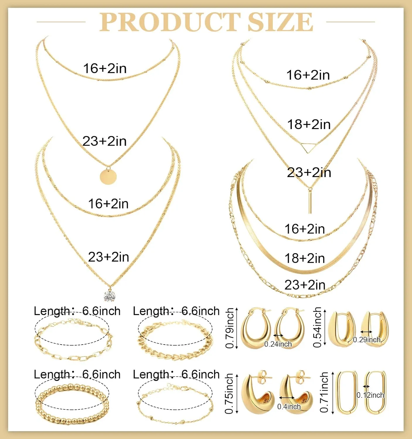 Tiamon 12 Pcs Gold Silver Jewelry Sets for Women Layered Set of Earring Necklace Bracelets for Men Jewelry Gifts