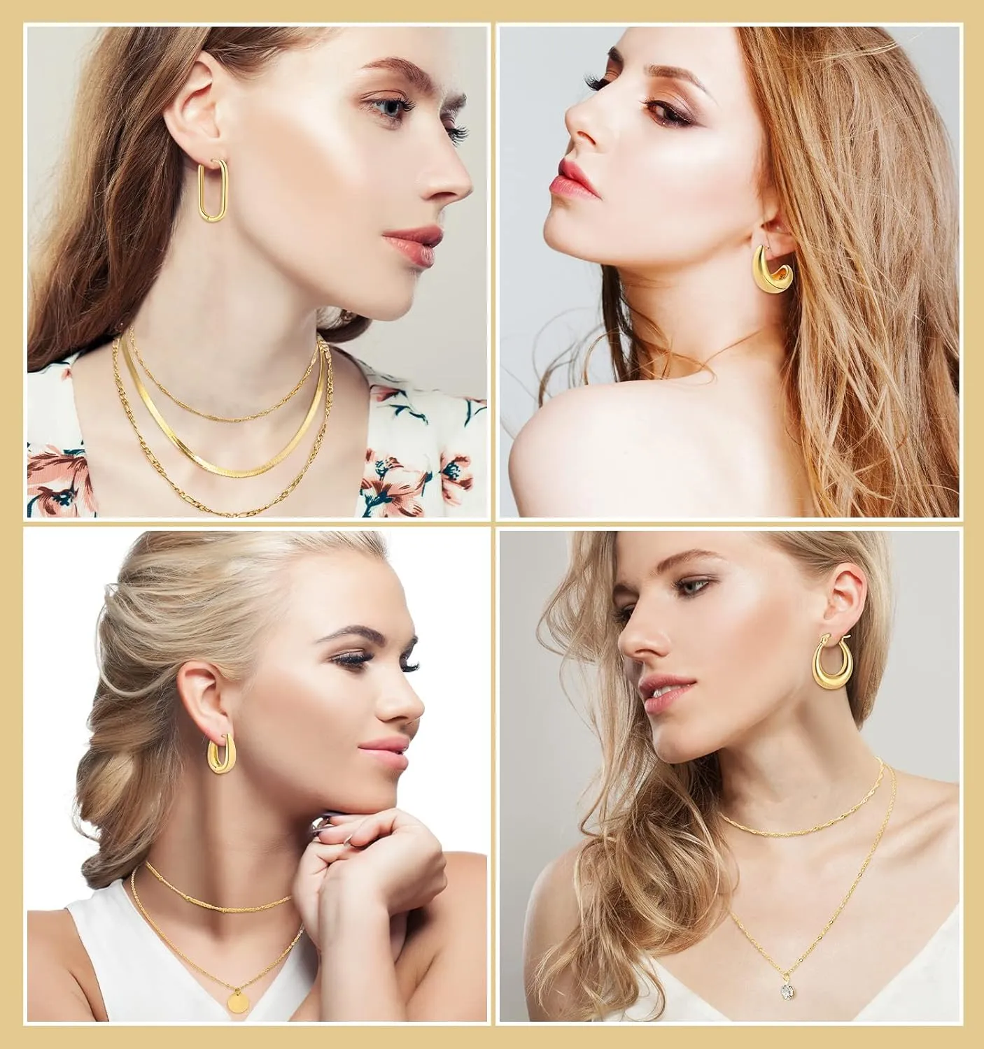 Tiamon 12 Pcs Gold Silver Jewelry Sets for Women Layered Set of Earring Necklace Bracelets for Men Jewelry Gifts