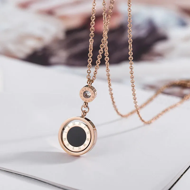 Timeless Double Circle Roman Numeral Necklace