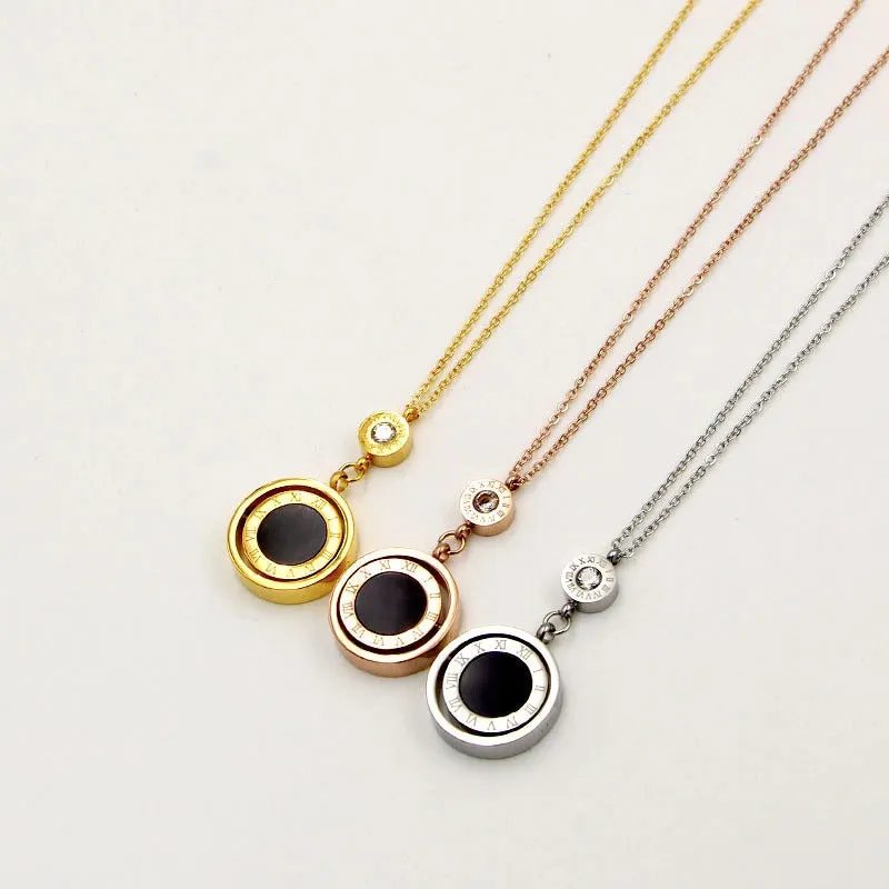 Timeless Double Circle Roman Numeral Necklace