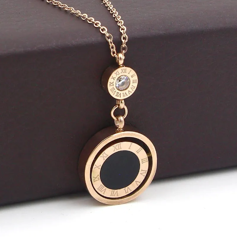 Timeless Double Circle Roman Numeral Necklace