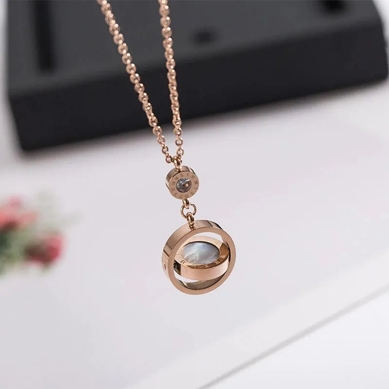 Timeless Double Circle Roman Numeral Necklace