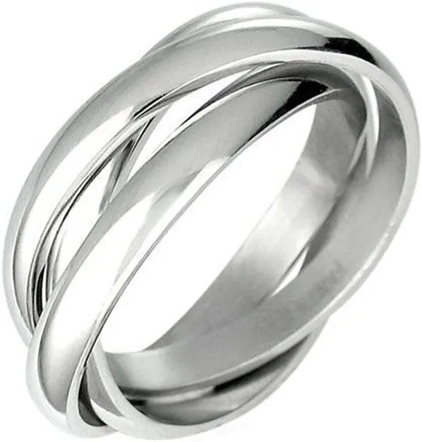 Triple Russian Interlocked Stainless Steel Men Unisex Wedding Band Rings